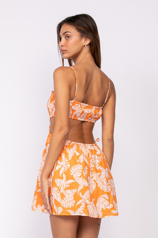 Back View - Orange Floral Sadie Dress
