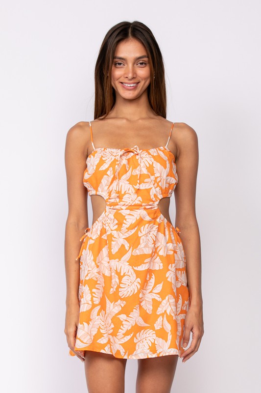 Front View - Orange Floral Sadie Dress