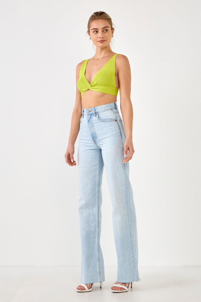 Celery Green Twisted Ribbed Bralette