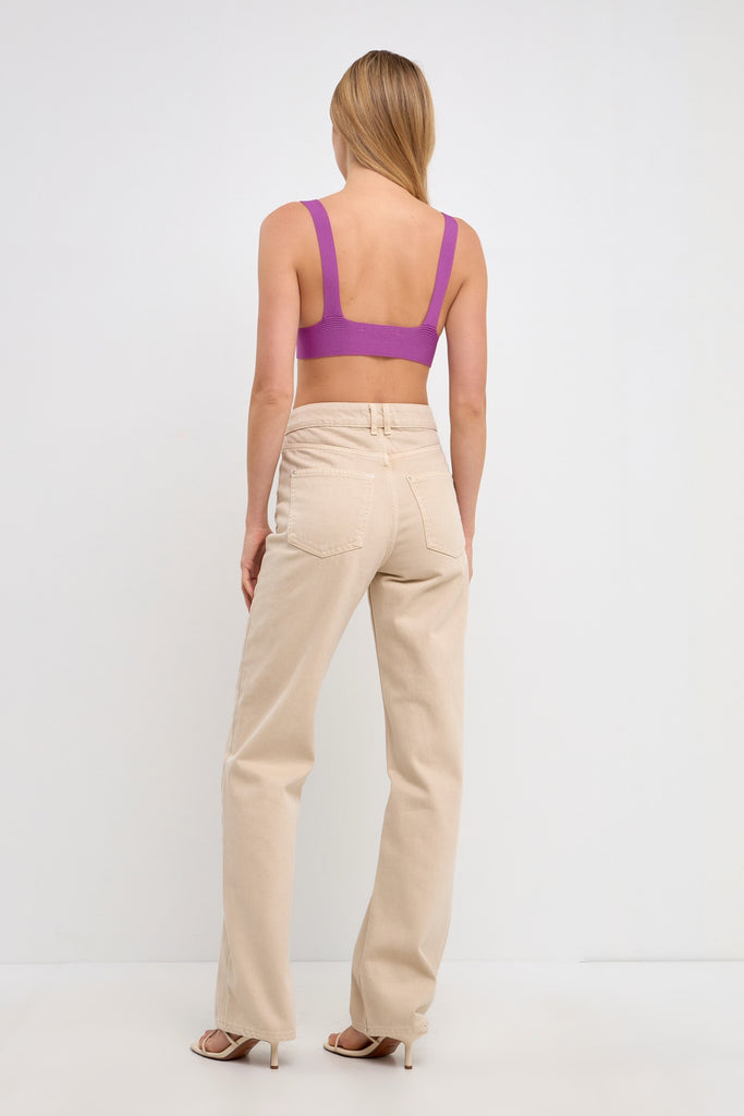 Back View - Grape Twisted Ribbed Bralette