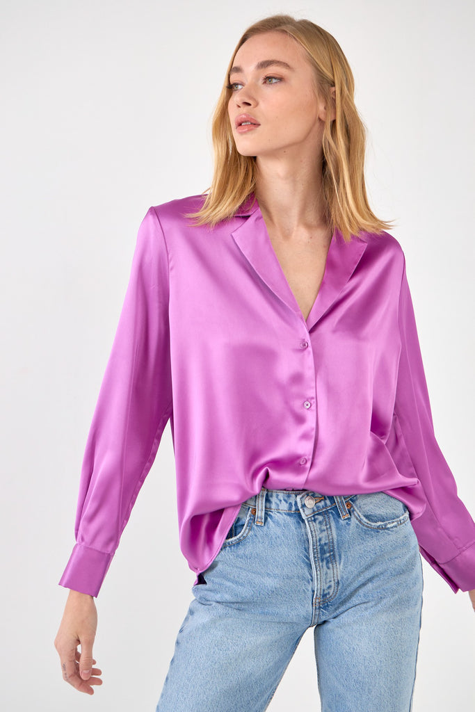 Grape Classic Satin Over Shirt