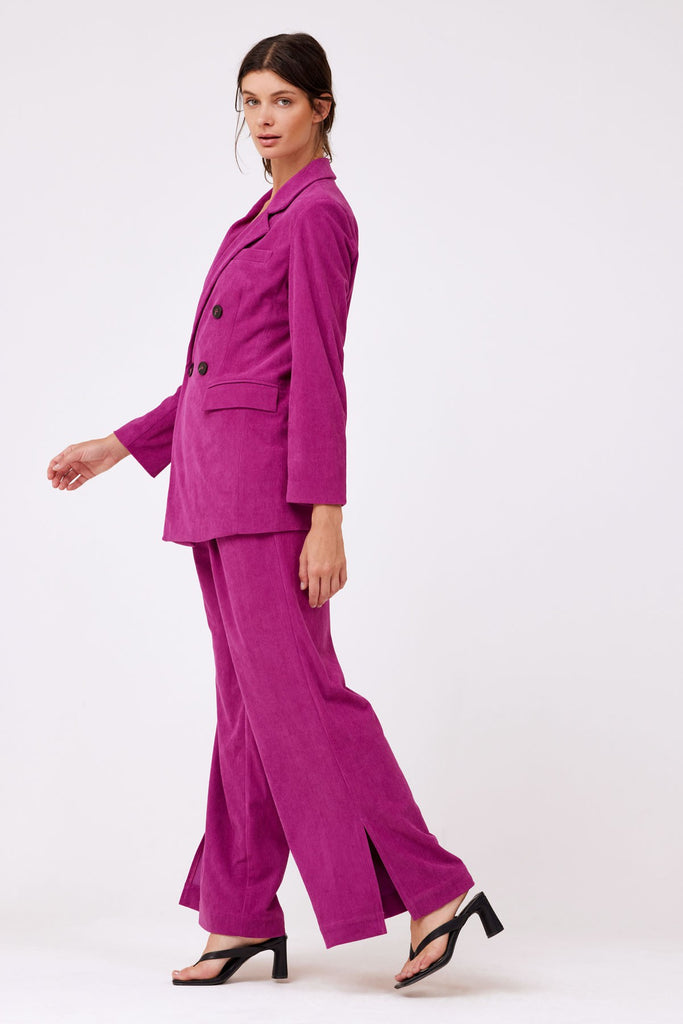 Side View - Magenta Corduroy Blazer