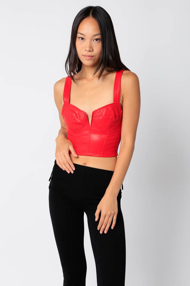 Red Pu Corset Top