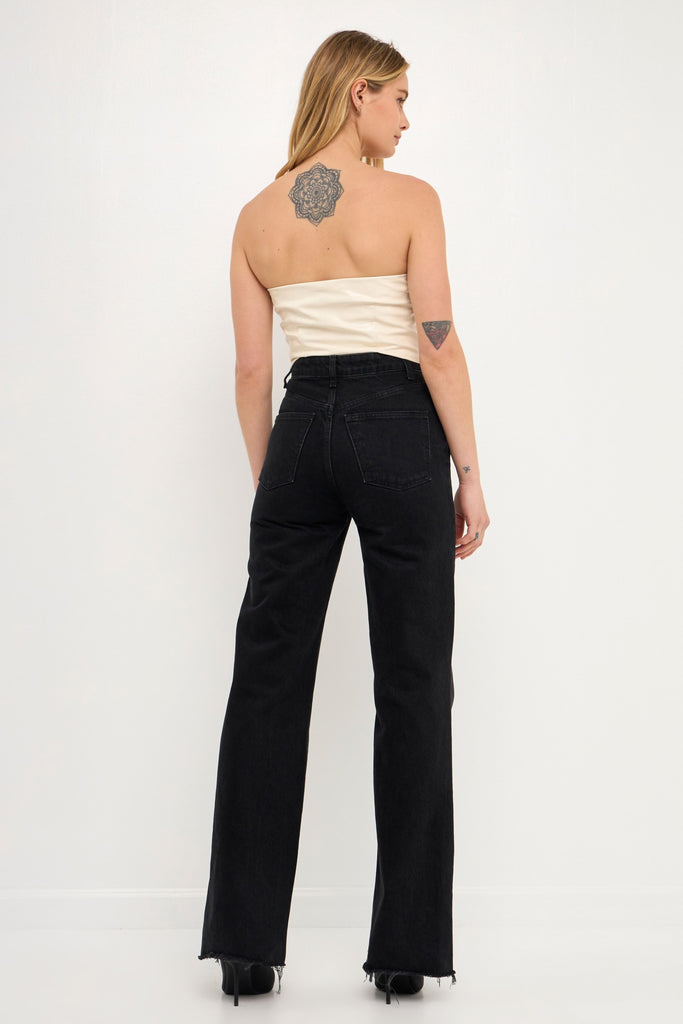 Back View - White Leather Bustier Top