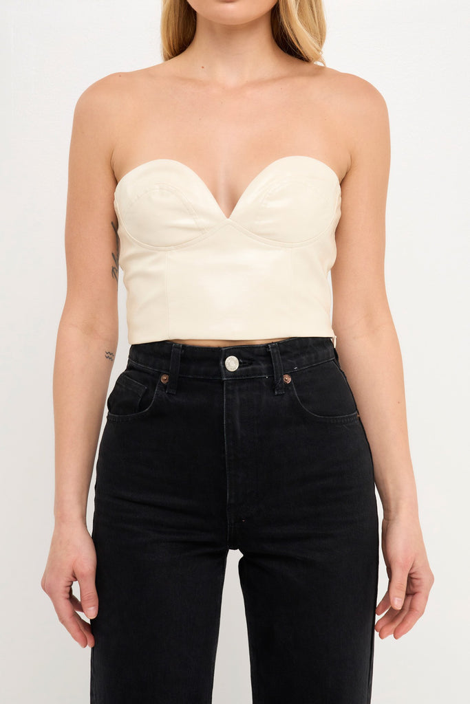 White Leather Bustier Top with Pants