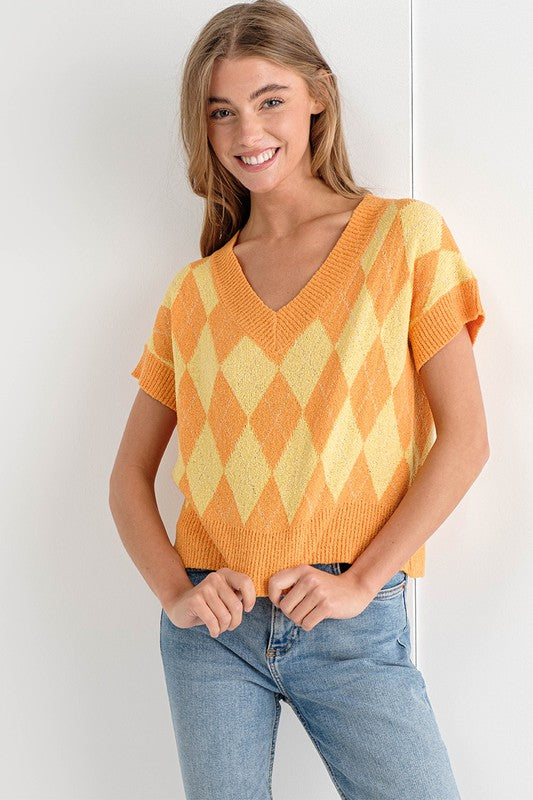 Orange Triangle Sweater on model