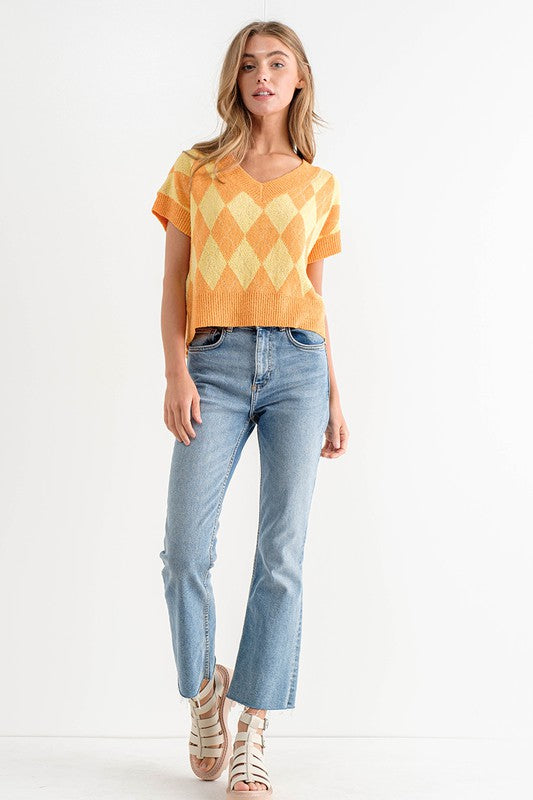Orange Triangle Sweater front model