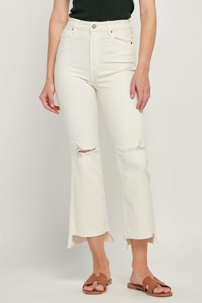 Heidi Sea Salt Hem Cropped Flare Jeans