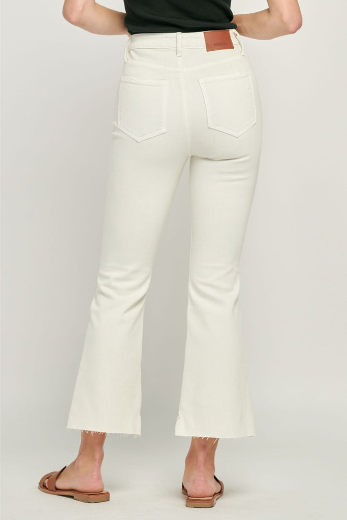 Back View - Heidi Sea Salt Hem Cropped Flare Jeans