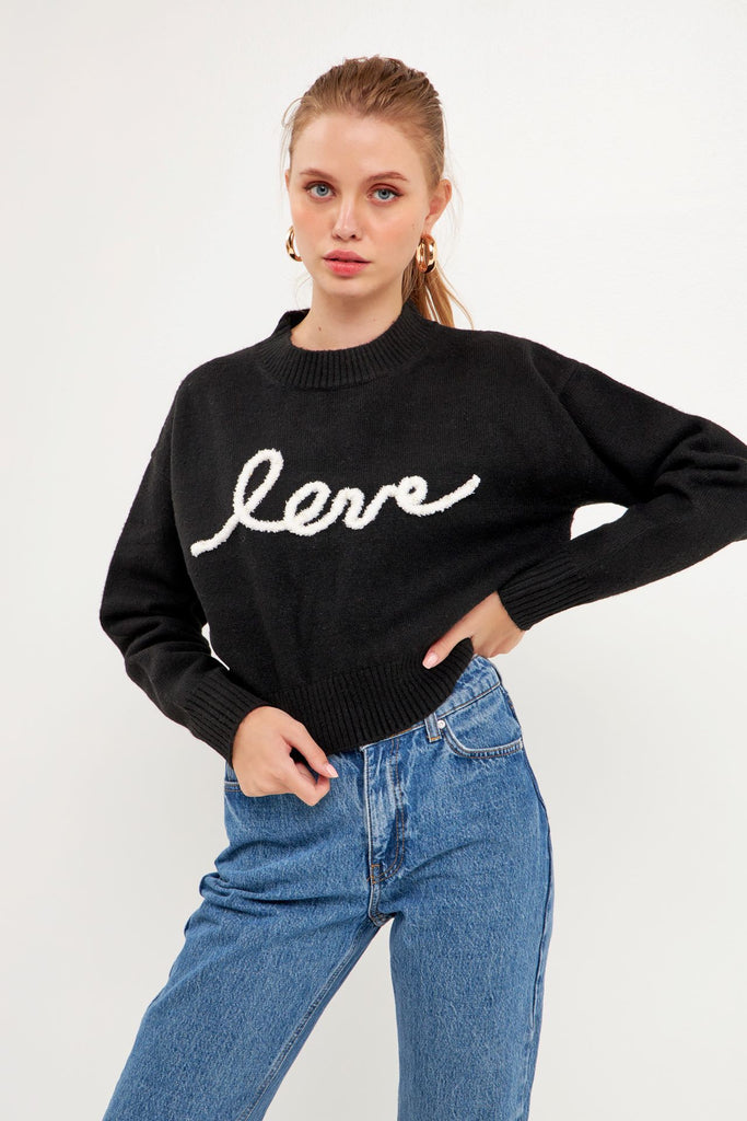 Pearl Embellished Love Sweater