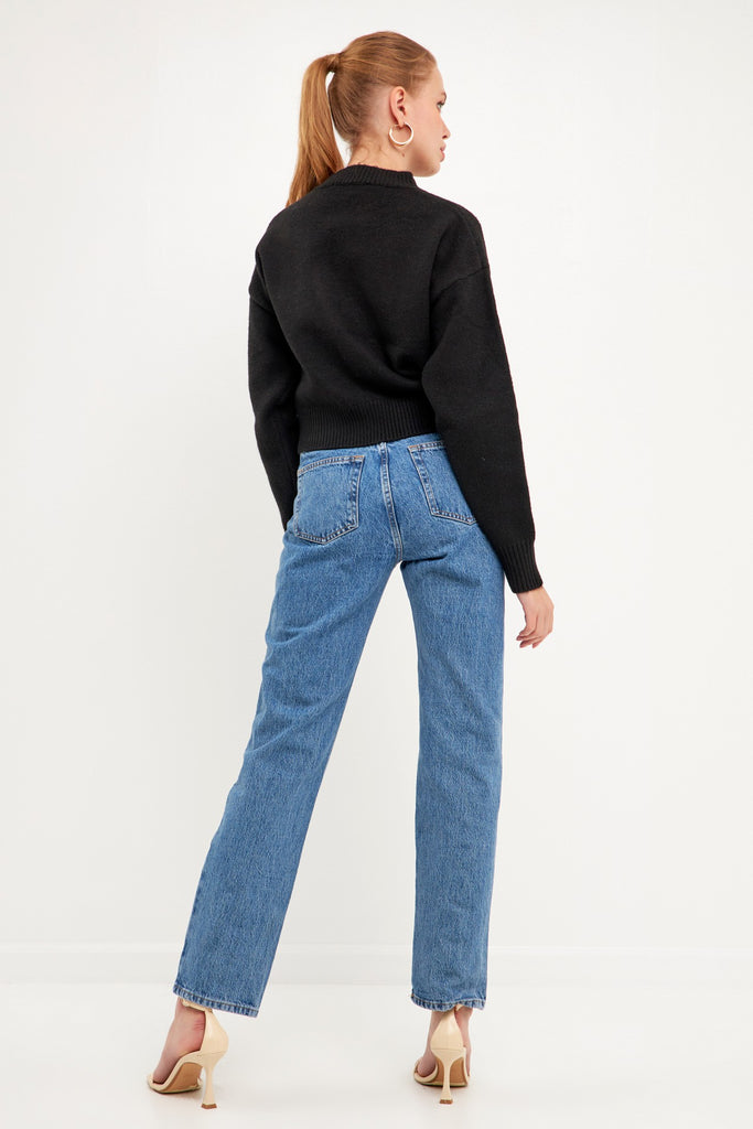 Back View - Pearl Embellished Love Sweater