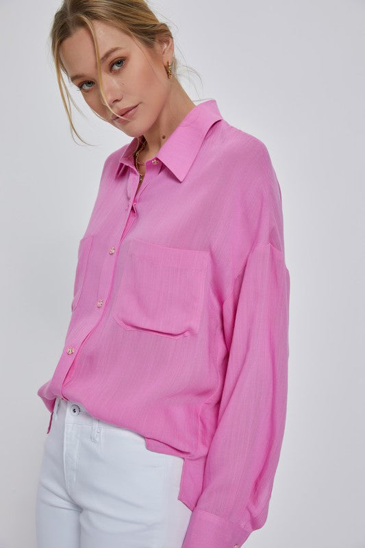 Fuchsia Long Sleeve Button Up