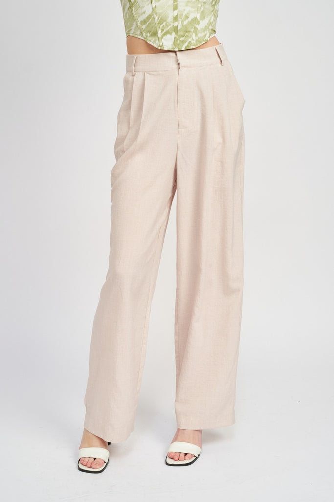 Natural Linen Wide Leg Pants