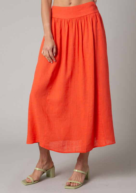 Orange Sally Midi Skirt