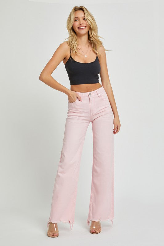 pink jeans front view