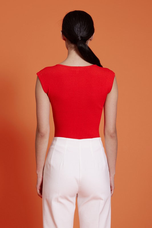 back view - Red Cathy Knit Top