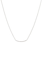 Ultra Thin Curved Bar Short Necklace White Gold Finish