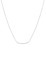 Ultra Thin Curved Bar Short Necklace White Gold Finish