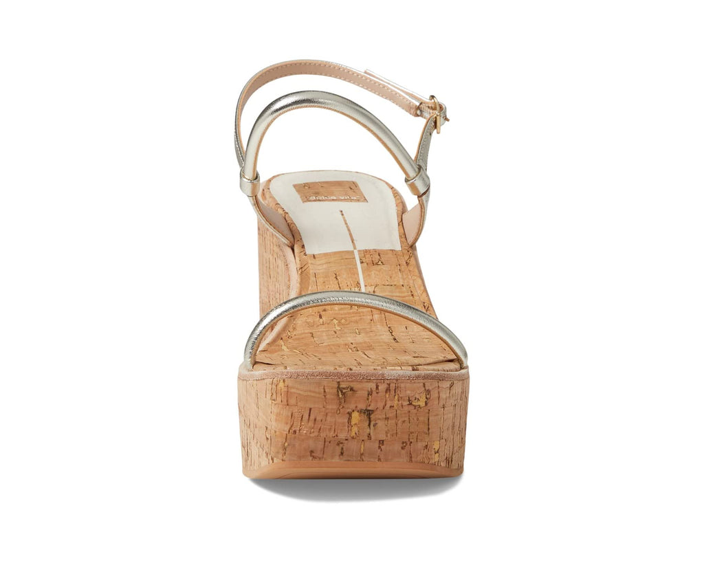 Front view - Jodie Light Gold Leather Strappy Sandal
