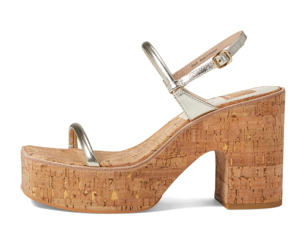Side View - Jodie Light Gold Leather Strappy Sandal
