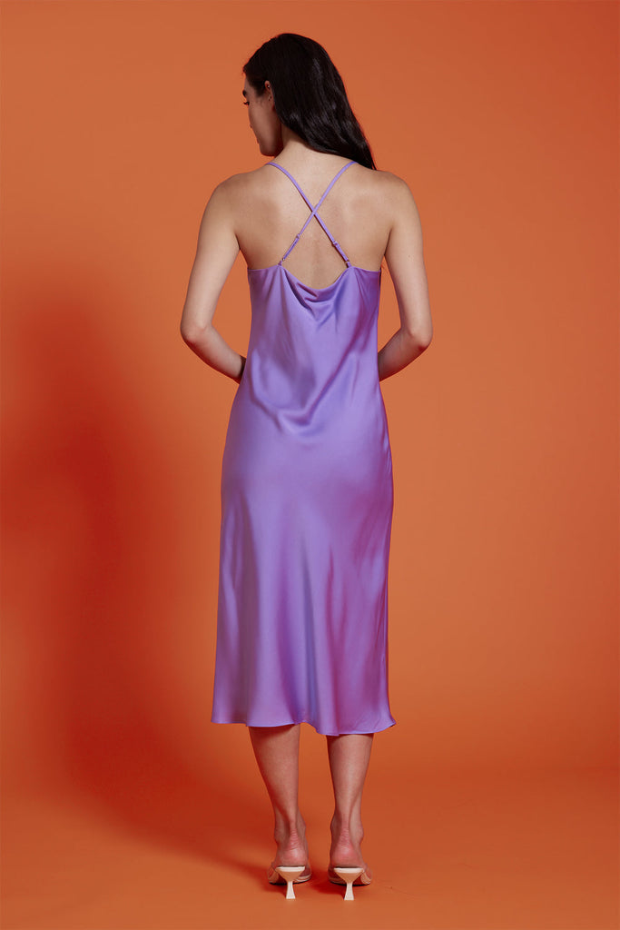 Back View - Maya Purple Slip Dress