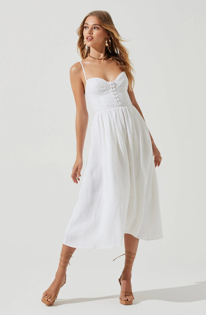 Ferreira Sweetheart Midi Dress White on Model