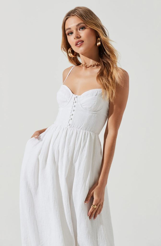 Sweetheart Midi Dress White