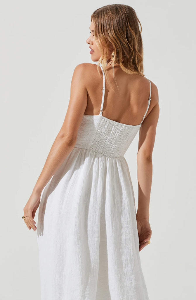 Back View - Ferreira Sweetheart Midi Dress White