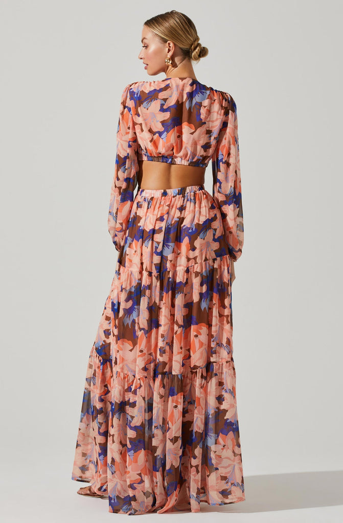 Back View - Lively Floral Maxi Dress
