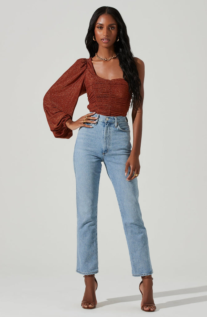 Metallic Rust Marta Top with Jeans