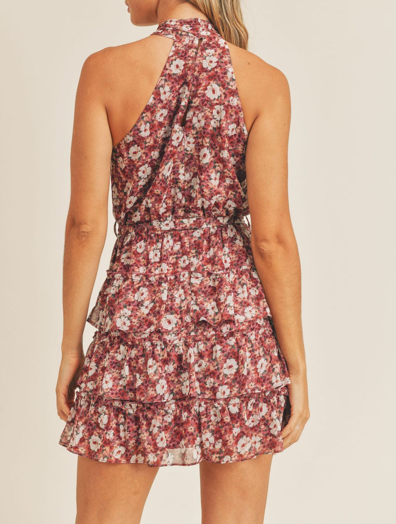 Back View - Taylor Halter Mini Dress