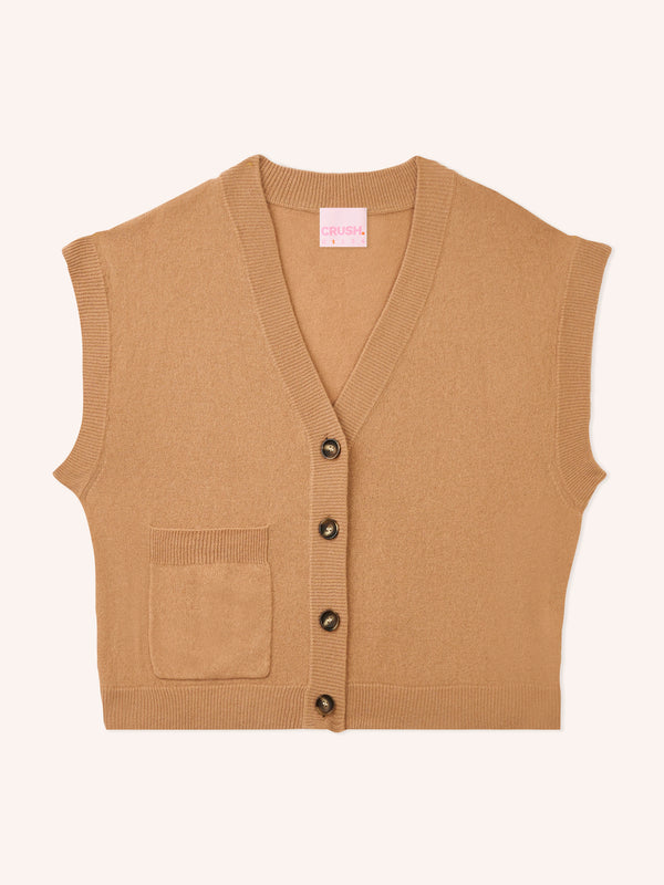 Camel Palm Cropped Cardi flat