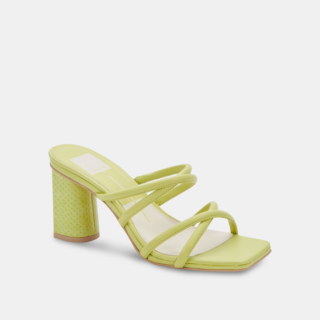 side view - Patsi Light Green Leather Heel