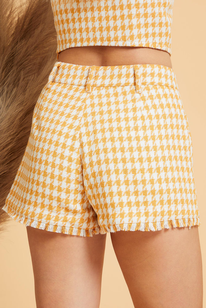 Mango Houndstooth High Waisted Shorts Back View