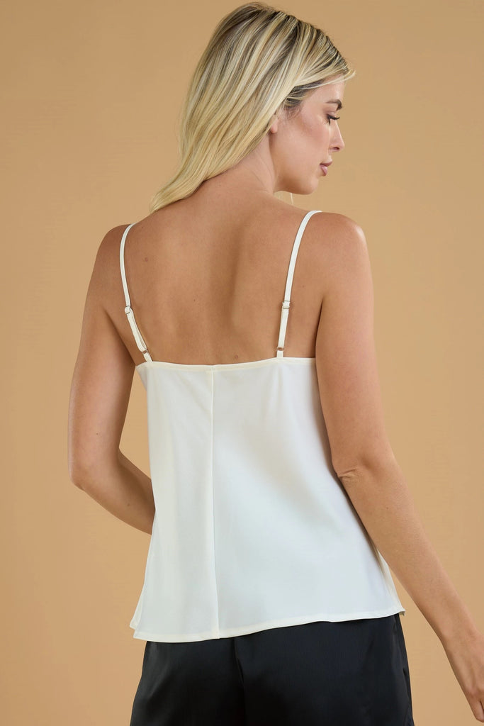 Back View - Cream May Cowl Neck Cami