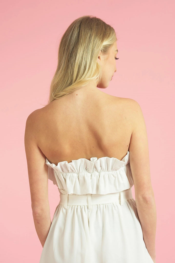 Back View - White Ruffled Crop Top
