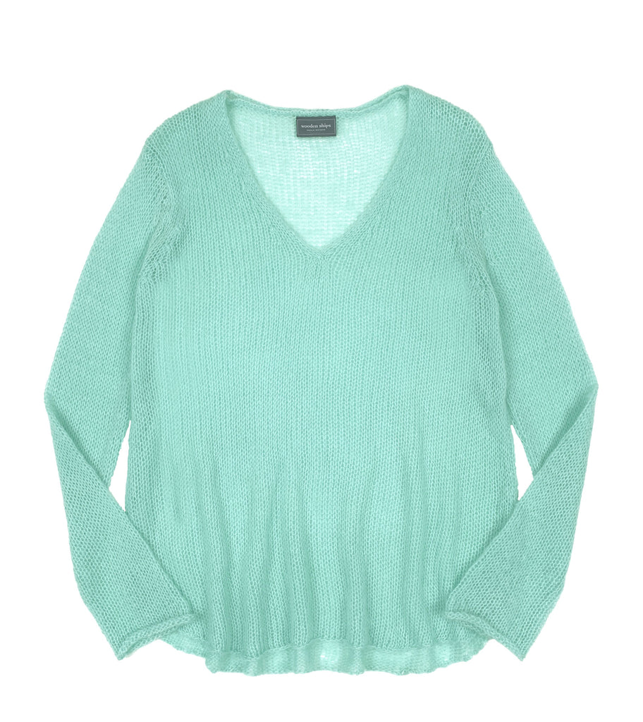 Flat Glacier Aqua Lightweight V Sweater