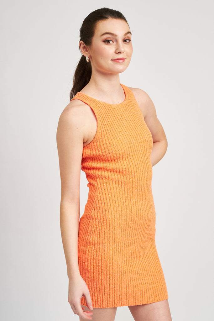 side view - Orange Racer Front Mini Dress