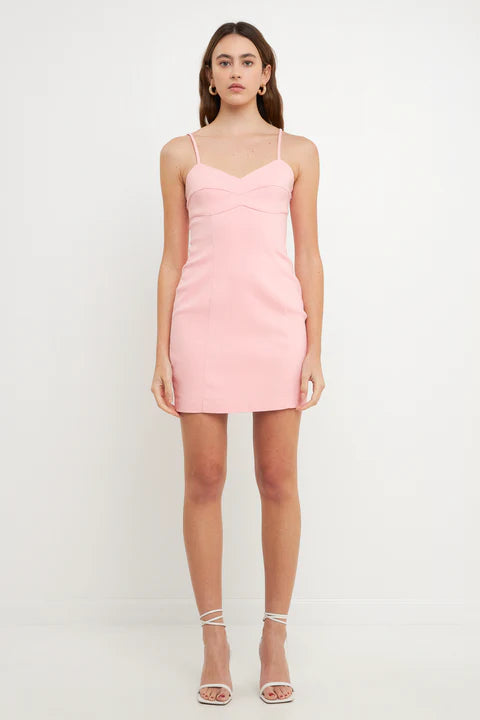 Pink Stretch Fitted Mini Dress