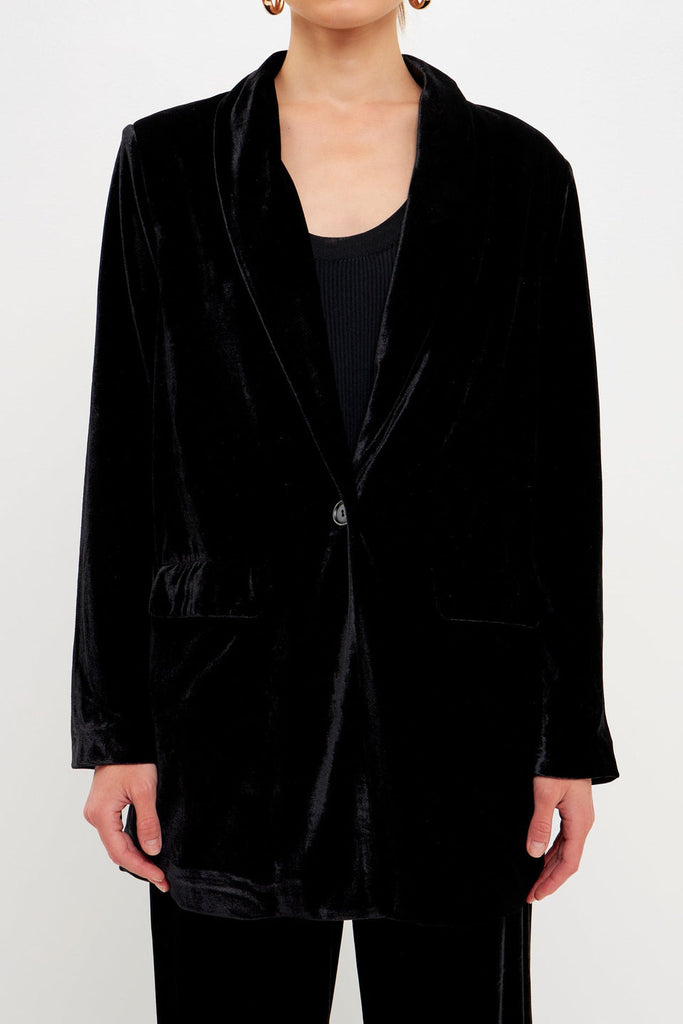 Black Velvet Single Breast Blazer