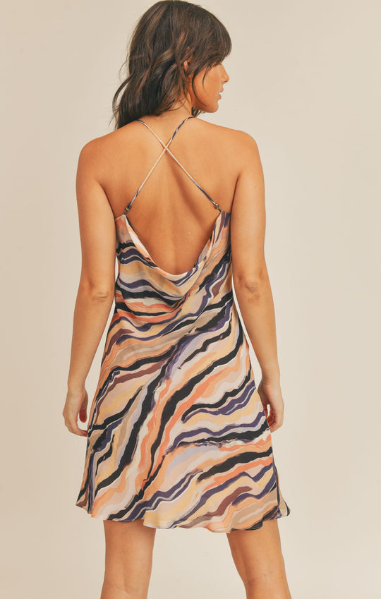 Back View - Vibe Check Cowl Back Mini Dress