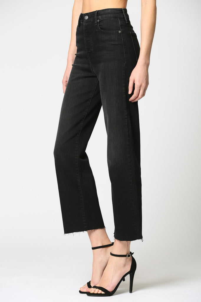 Hidden Black Tracey High Rise Wide Straight Jean with Heels
