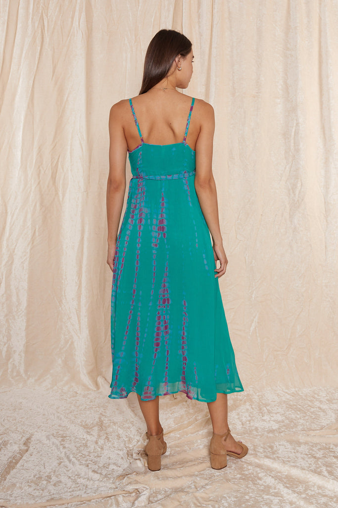 Back View - Marte Maxi Dress Turquoise