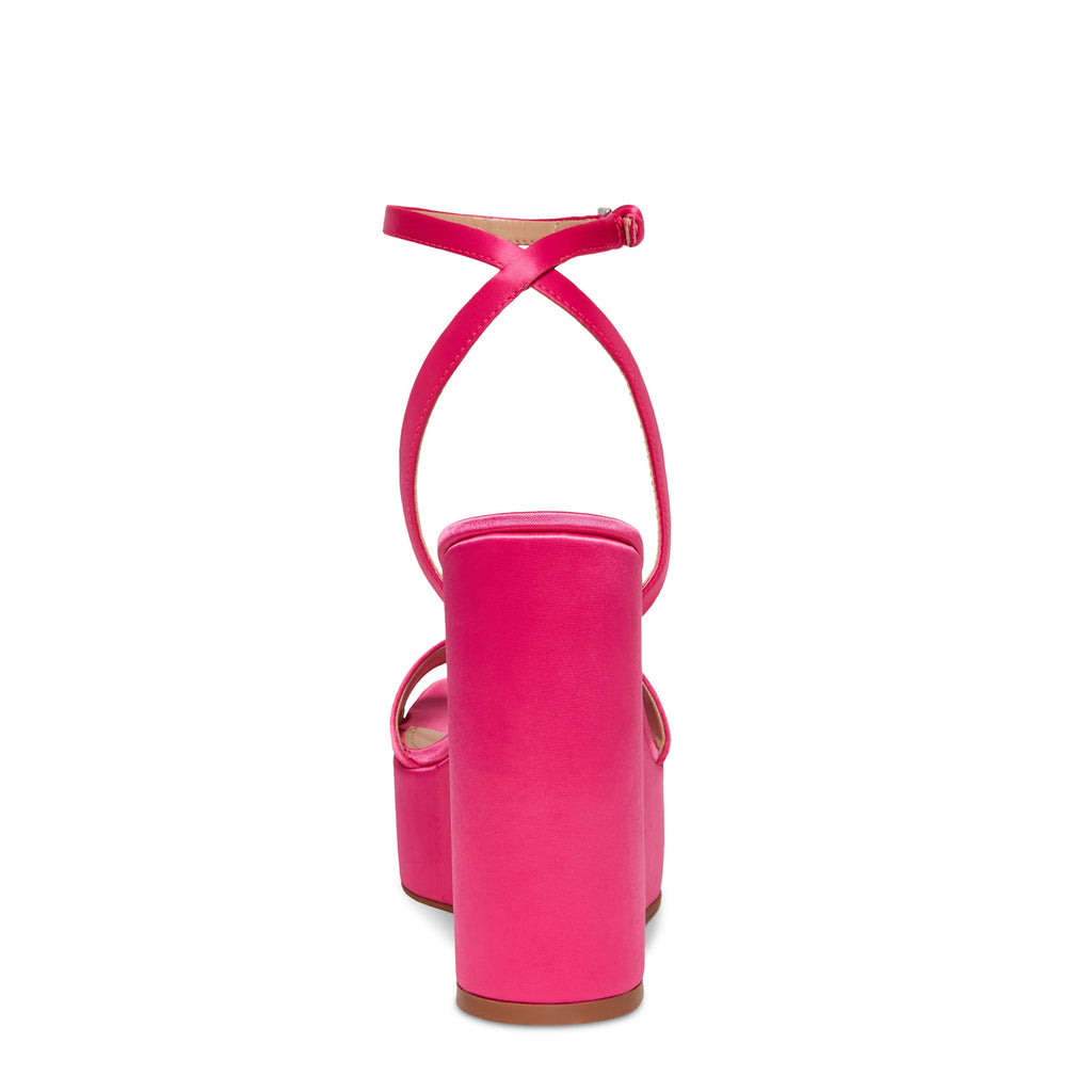 Back View - Cece Pink Satin Wedge