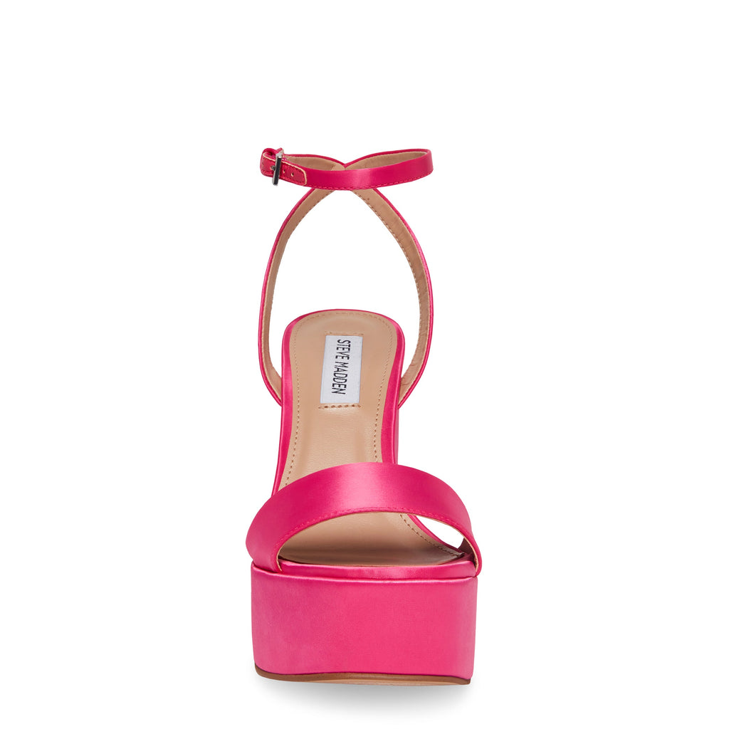 Front View - Cece Pink Satin Wedge