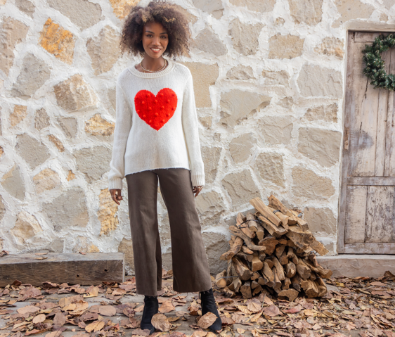 Popcorn Heart Sweater with pants