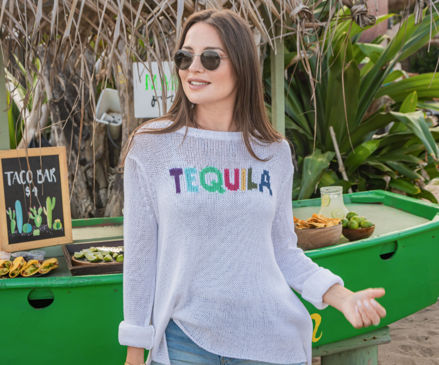 Crew Cotton Sweater with Tequila lettering