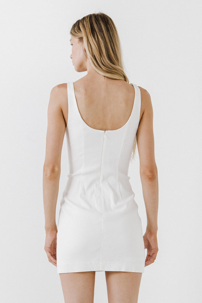 Back View - White Fitted Dress