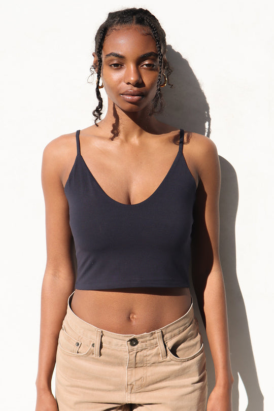 Kyla Black Double Layer Crop Top with Shorts