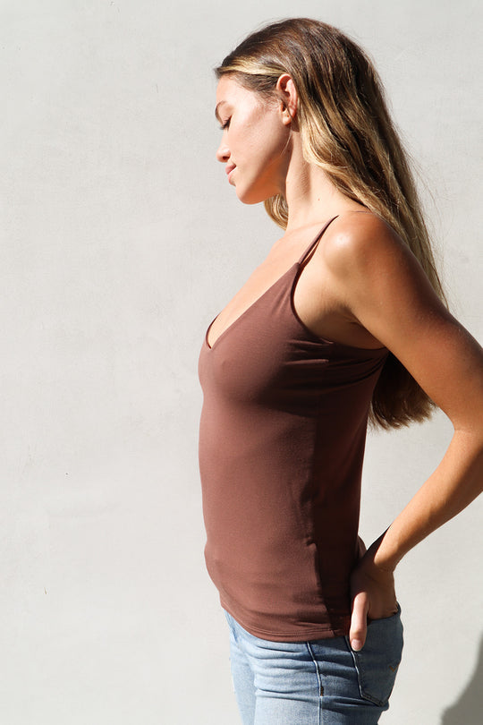 Side View - Nesha Dark Nude Double Layer Tank